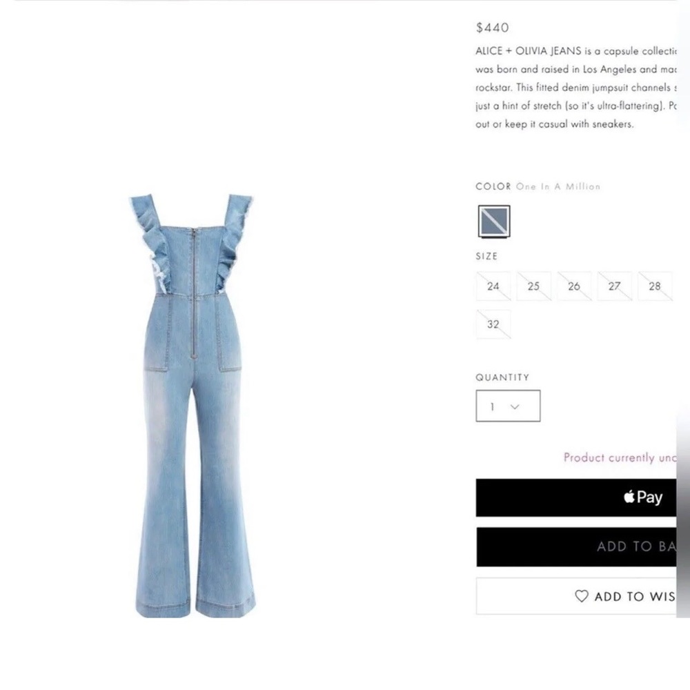 NWT Alice + Olivia Denim Jumpsuit